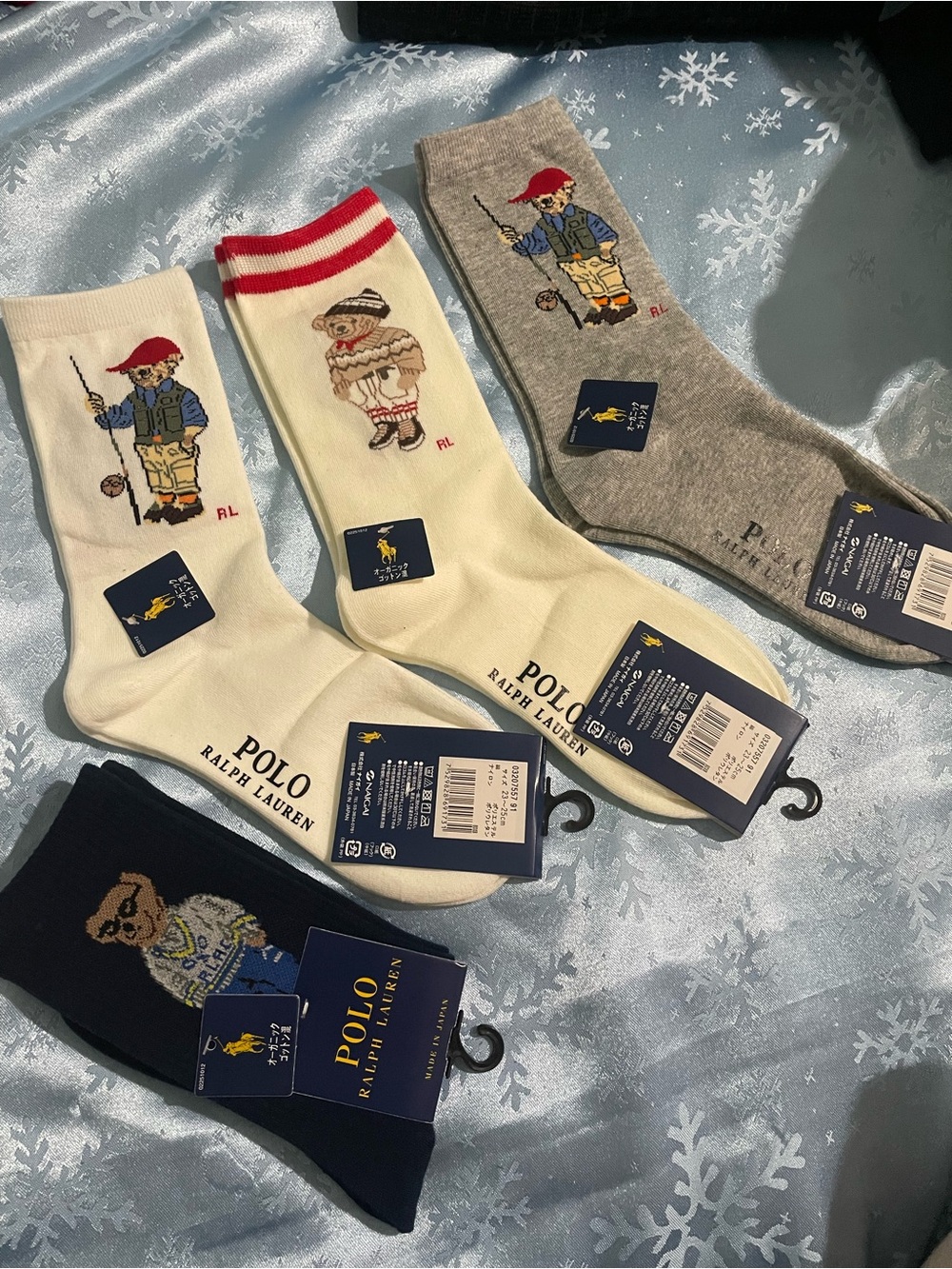 Polo by Ralph Lauren Polo Bear Crew Socks in White, Gray, Navy, Cream